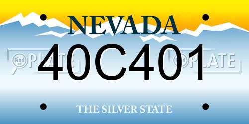 40C401 Nevada License Plate