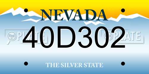 40D302 Nevada License Plate