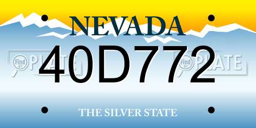 40D772 Nevada License Plate