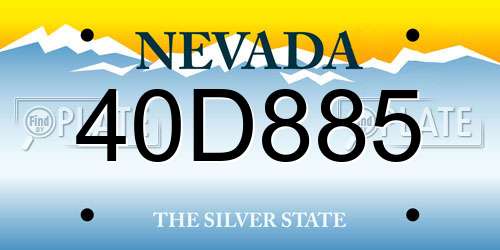 40D885 Nevada License Plate
