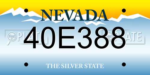 40E388 Nevada License Plate