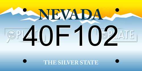 40F102 Nevada License Plate