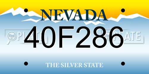 40F286 Nevada License Plate
