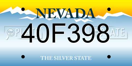40F398 Nevada License Plate