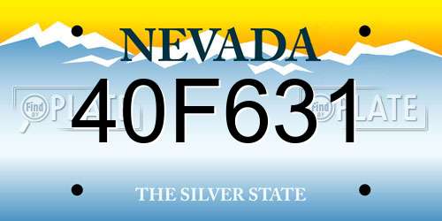 40F631 Nevada License Plate