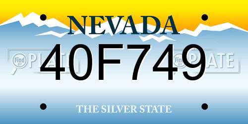40F749 Nevada License Plate
