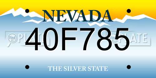 40F785 Nevada License Plate