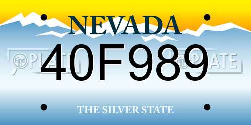 40F989 Nevada License Plate
