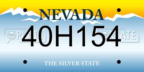 40H154 Nevada License Plate