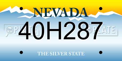 40H287 Nevada License Plate