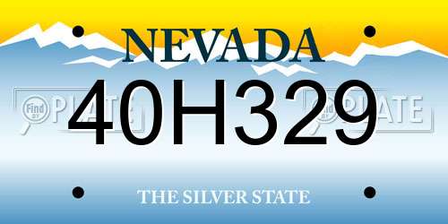 40H329 Nevada License Plate