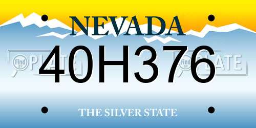 40H376 Nevada License Plate