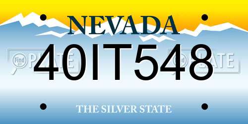 40IT548 Nevada License Plate