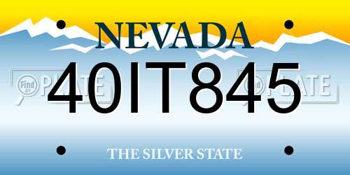 40IT845 Nevada License Plate