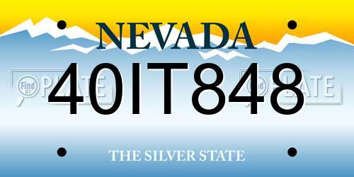 40IT848 Nevada License Plate