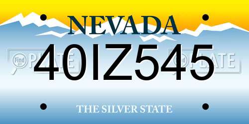 40IZ545 Nevada License Plate