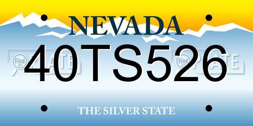 40TS526 Nevada License Plate