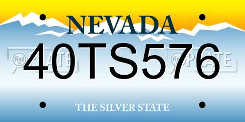 40TS576 Nevada License Plate