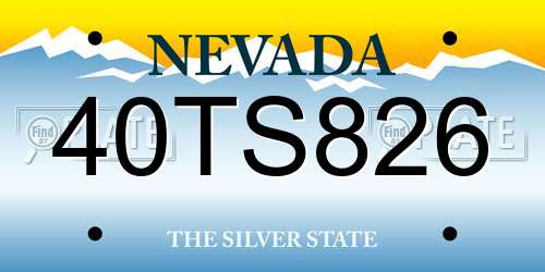 40TS826 Nevada License Plate