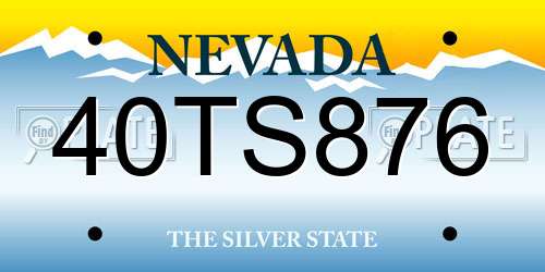 40TS876 Nevada License Plate