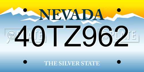 40TZ962 Nevada License Plate