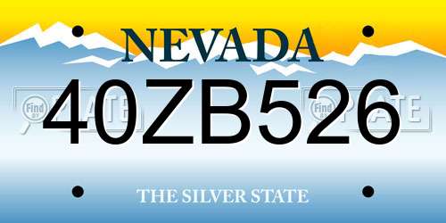 40ZB526 Nevada License Plate