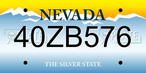 40ZB576 Nevada License Plate