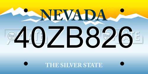 40ZB826 Nevada License Plate