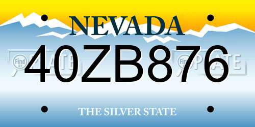 40ZB876 Nevada License Plate