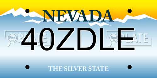 40ZDLE Nevada License Plate