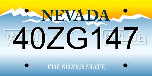 40ZG147 Nevada License Plate