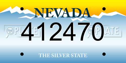 412470 Nevada License Plate