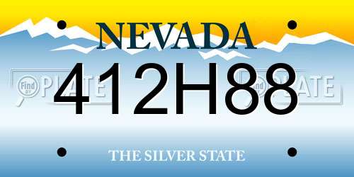 412H88 Nevada License Plate