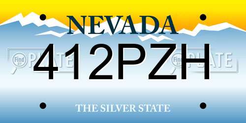 412PZH Nevada License Plate