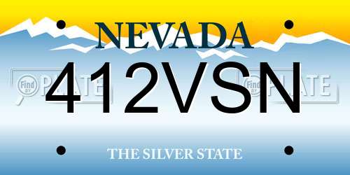412VSN Nevada License Plate