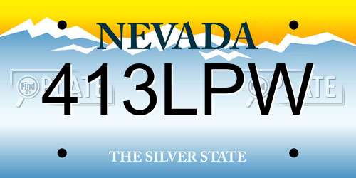 413LPW Nevada License Plate