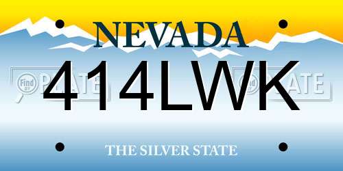 414LWK Nevada License Plate