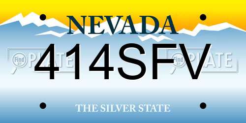 414SFV Nevada License Plate