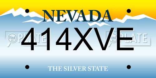 414XVE Nevada License Plate
