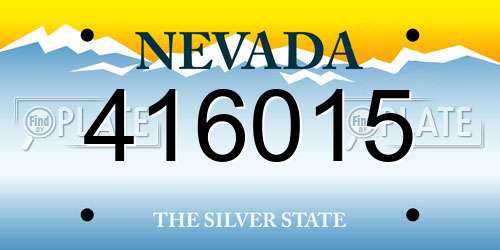 416015 Nevada License Plate