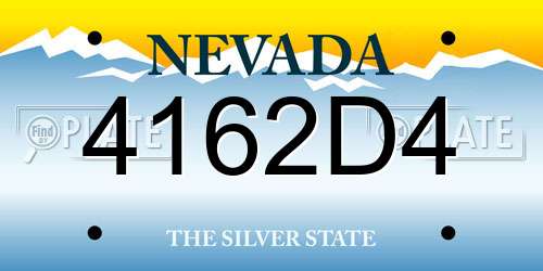 4162D4 Nevada License Plate