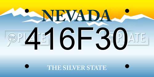 416F30 Nevada License Plate