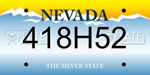 418H52 Nevada License Plate