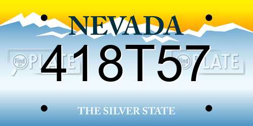418T57 Nevada License Plate