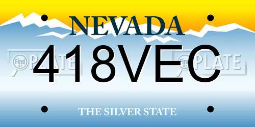 418VEC Nevada License Plate
