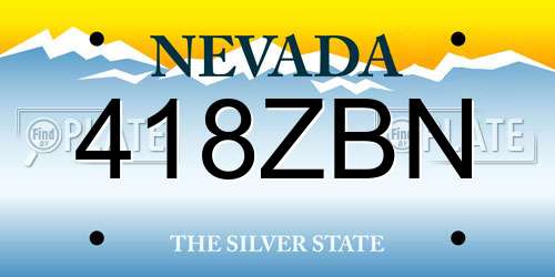418ZBN Nevada License Plate