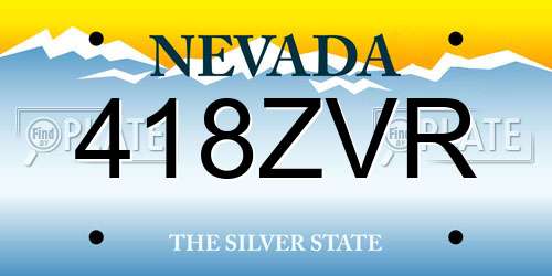 418ZVR Nevada License Plate
