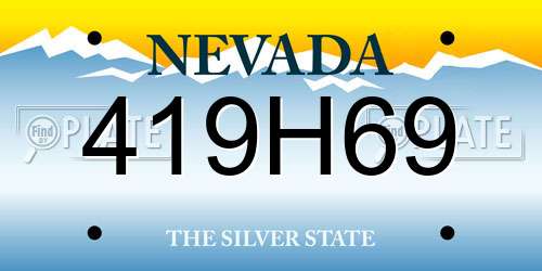 419H69 Nevada License Plate