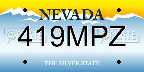 419MPZ Nevada License Plate