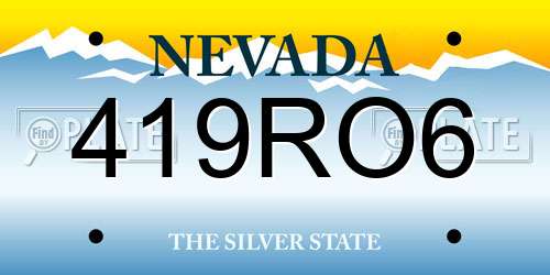 419RO6 Nevada License Plate